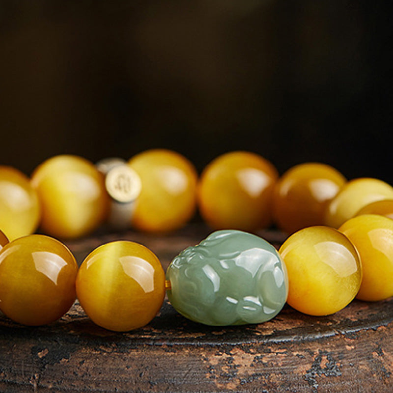 Pulsera de protección de jade Pixiu, ojo de tigre, Buda natal del zodiaco chino