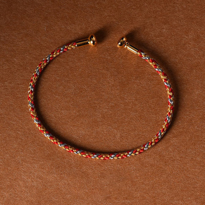 Pulsera de cuerda trenzada de la suerte hecha a mano con diseño simple de Buddha Stones - Rojo Naranja Gris - image 20