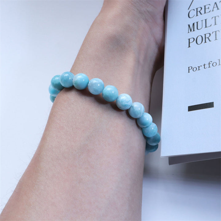 Pulsera de confianza de sabiduría de Larimar natural con Buddha Stones
