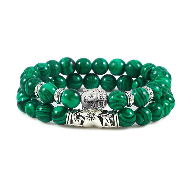 Buddha Stones 2 pulseras de protección de Buda de ágata de cristal natural