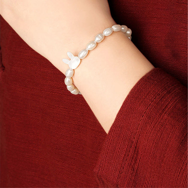Pulsera de sinceridad de conejo lindo con perlas naturales de Buddha Stones