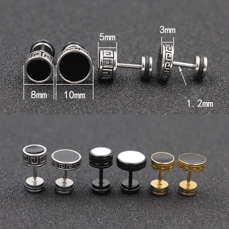 Pendientes redondos de equilibrio de acero titanio para hombre con Buddha Stones
