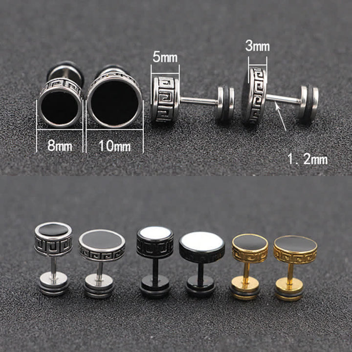 Pendientes redondos de equilibrio de acero titanio para hombre con Buddha Stones