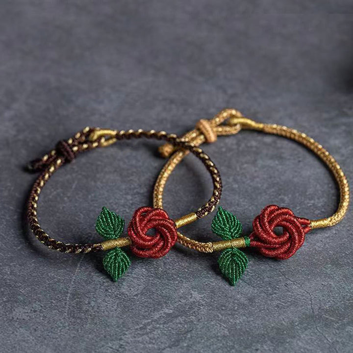 Pulsera hecha a mano con Buddha Stones, cuerda de flor rosa, ocho hilos, nudo de paz, suerte