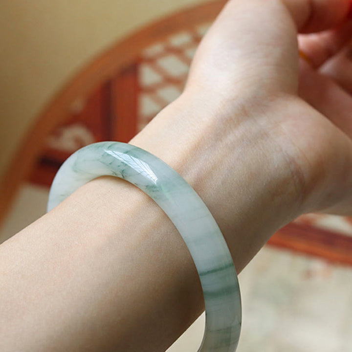 Brazalete de prosperidad de la suerte de jade natural con Buddha Stones