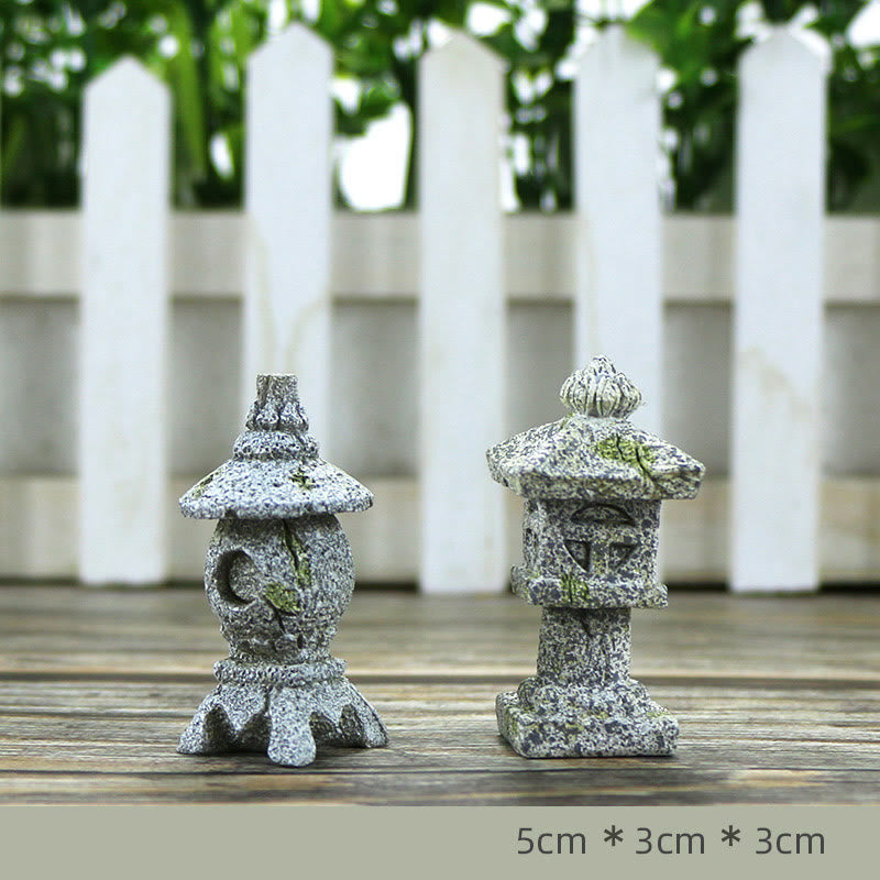 Estatua de resina de serenidad de Buda Zen meditando, decoración del hogar - Un par de pequeñas pagodas de piedra de 5 x 3 x 3 cm - image 11