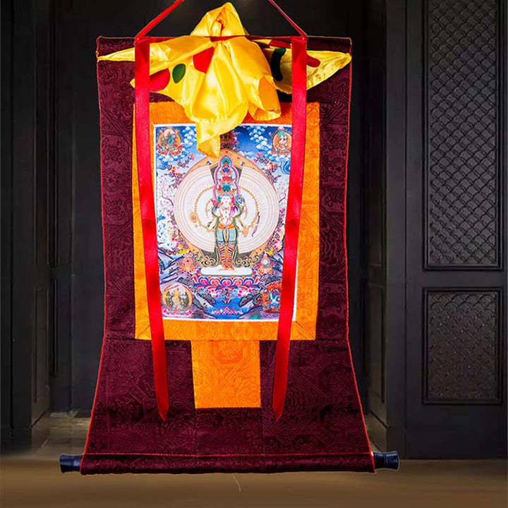 Buddha Stones tibetanas de mil manos Avalokitesvara enmarcadas decoración de bendición Thangka - image 6