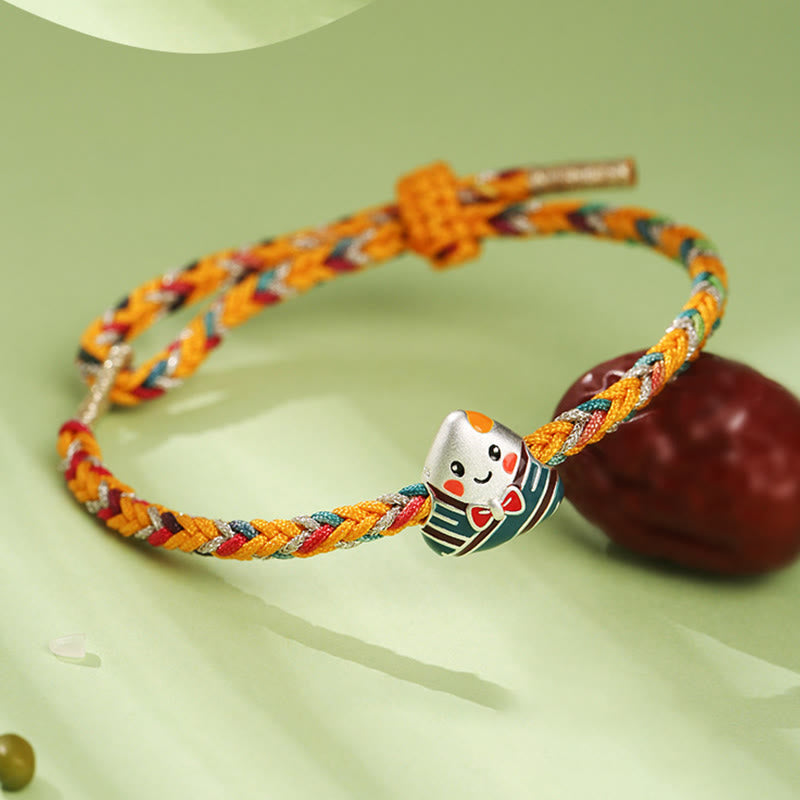 Pulsera de plata de ley 925 con Buddha Stones, dragón, barco, Festival, patrón Zongzi, suerte, hecha a mano, cuerda multicolor, niño y adulto - image 4