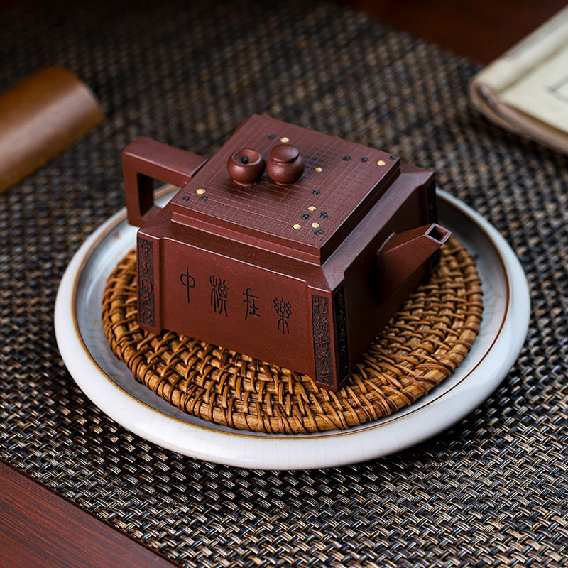 Buddha Stones Yixing, todo hecho a mano, Gomoku, juego de ajedrez, tetera cuadrada de Kung Fu de arcilla púrpura, 280ml