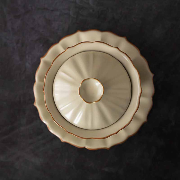 Buddha Stones, forma de flor de ciruelo Beige, rama de melocotón, taza de té de cerámica Gaiwan Sancai, taza de té de Kung Fu con tapa