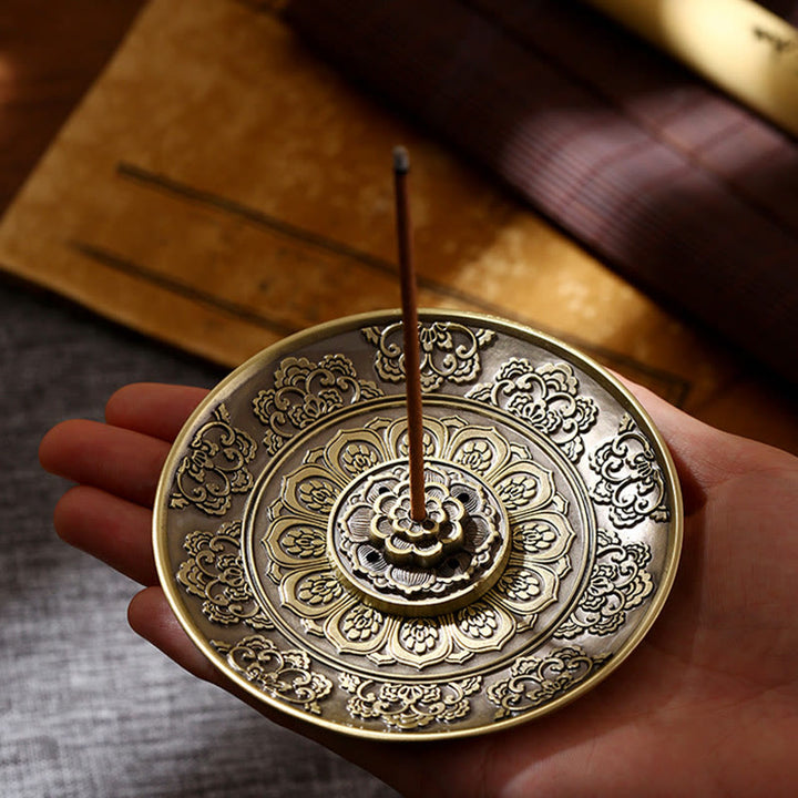 Buddha Stones, loto, dragón, Fénix, ocho símbolos propicios, soporte de varilla de incienso de aleación de Zinc, decoración quemadora de incienso curativo