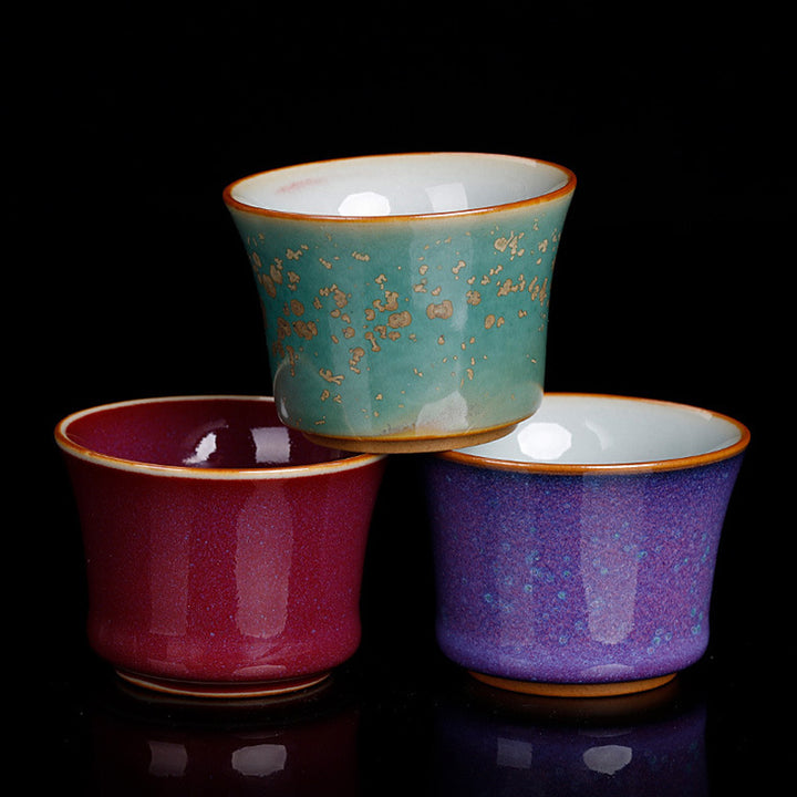 Taza de té de cerámica con diseño de bambú y cambio de horno de Buddha Stones , taza de té de Kung Fu