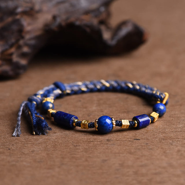 Pulsera de cuerda positiva con cuentas de lapislázuli y lazurita natural hecha a mano con Buddha Stones - image 4