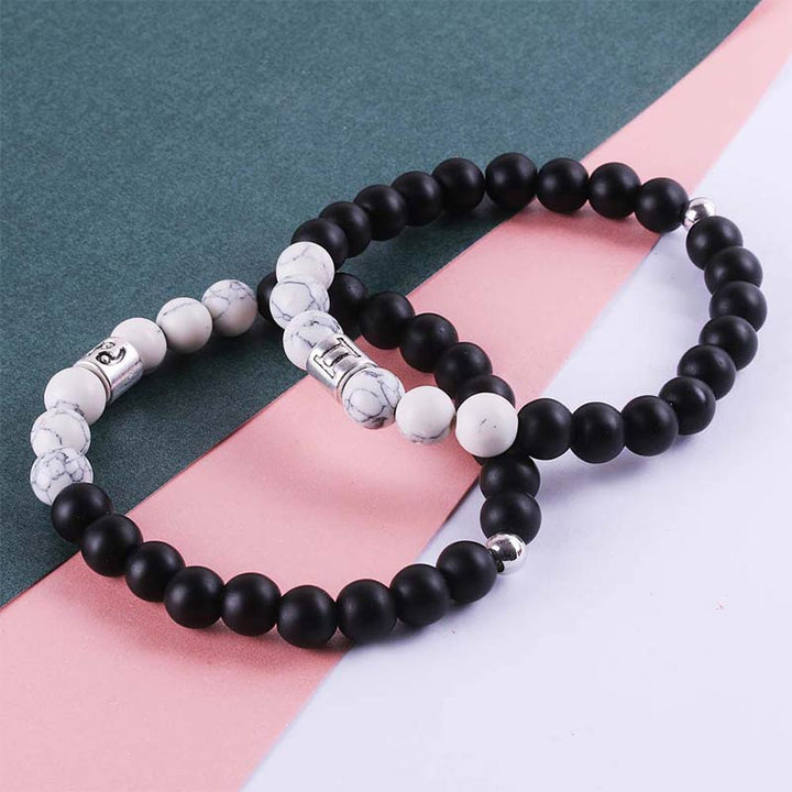 Pulsera de la fortuna con cuentas de turquesa blanca, piedra esmerilada Natural, 12 constelaciones del zodíaco , Buddha Stones