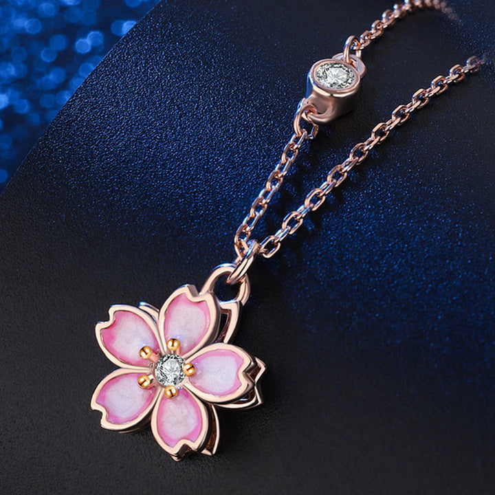 Colgante de plata de ley 925 con Buddha Stones , flor de cerezo, protección giratoria