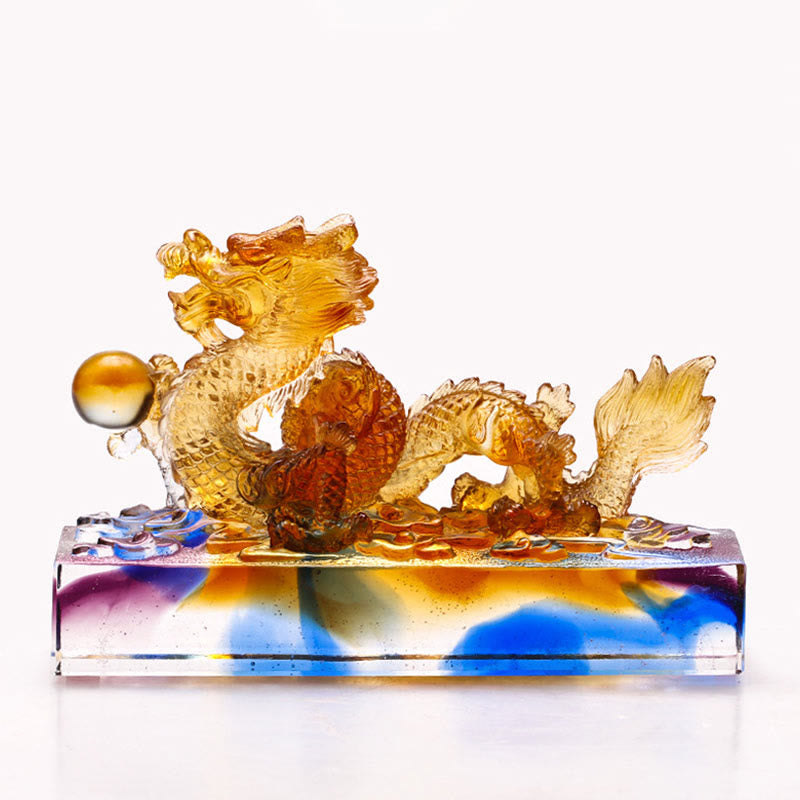 Buddha Stones hechas a mano, dragón multicolor Liuli, pieza de arte con cristal, protección, decoración para el hogar y la Oficina - image 1