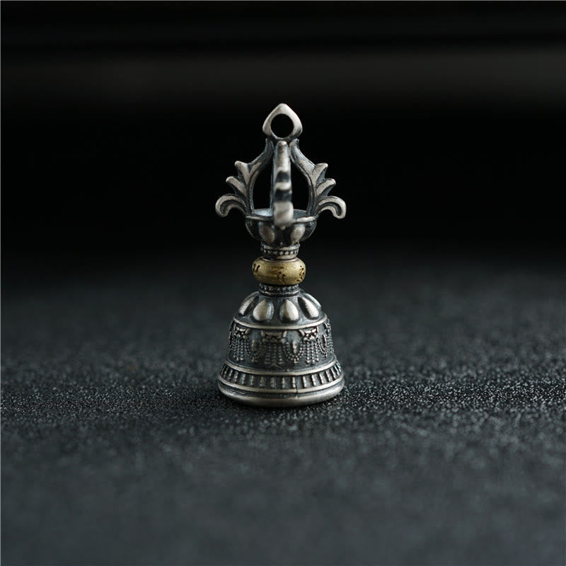 Buddha Stones Tíbet, Plata de Ley 925, Om Mani Padme Hum Dorje Bell Vajra, colgante con iluminación grabada, decoración colgante - image 1