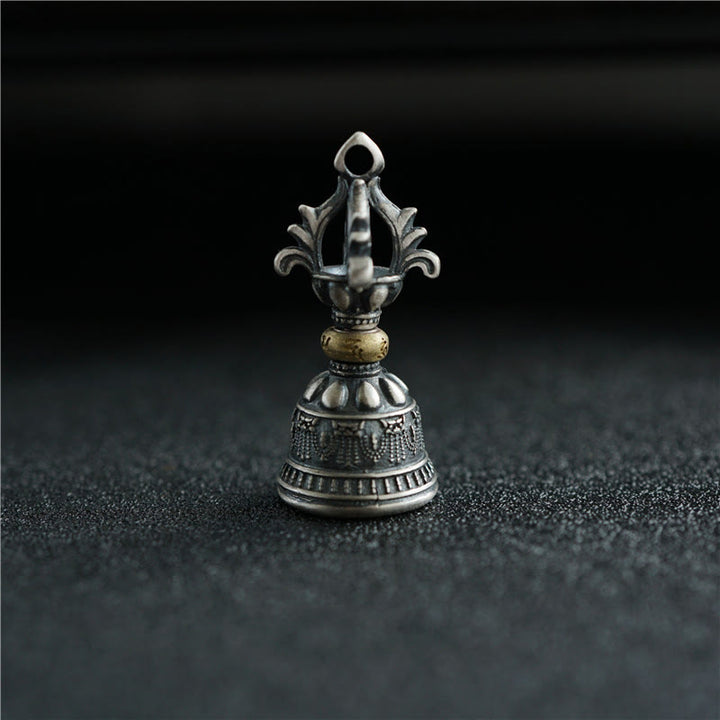Buddha Stones Tíbet, Plata de Ley 925, Om Mani Padme Hum Dorje Bell Vajra, colgante con iluminación grabada, decoración colgante - image 1
