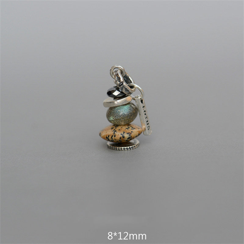 Collar con Buddha Stones Zen Cairn Labradorita con varios cristales - Colgante de piedra de hematita, labradorita y paisaje de 8 x 12 mm - image 13