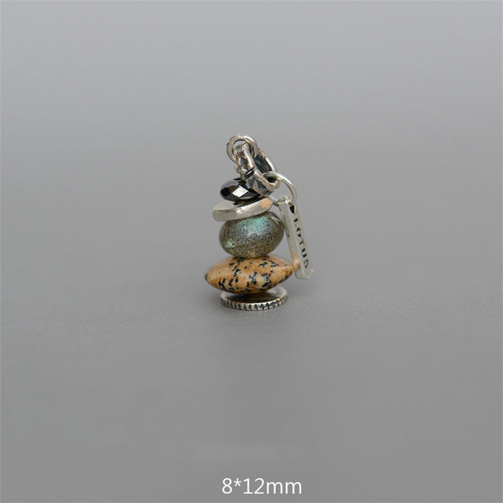 Collar con Buddha Stones Zen Cairn Labradorita con varios cristales - Colgante de piedra de hematita, labradorita y paisaje de 8 x 12 mm - image 13