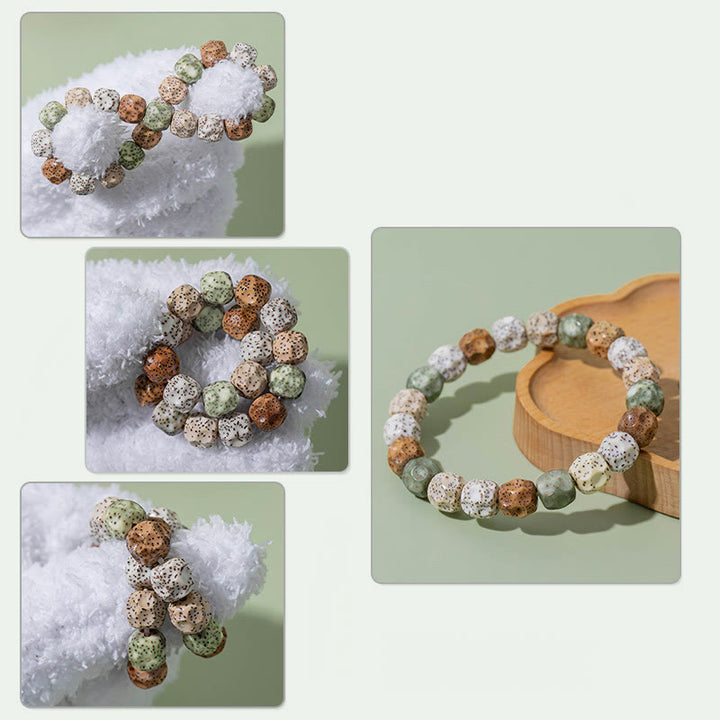 Pulsera de riqueza auspiciosa de semillas Bodhi coloridas naturales de Buddha Stones