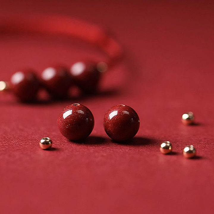 Pulsera tobillera con cuentas de cinabrio de la suerte naturales con Buddha Stones
