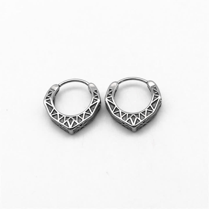 Pendientes de equilibrio de acero y titanio con aro vikingo - image 12