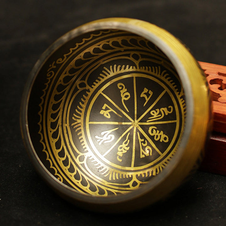 Cuenco con sonido de meditación tibetana, Buddha Stones , hecho a mano, para curación y atención plena, protección, juego de cuencos para cantar