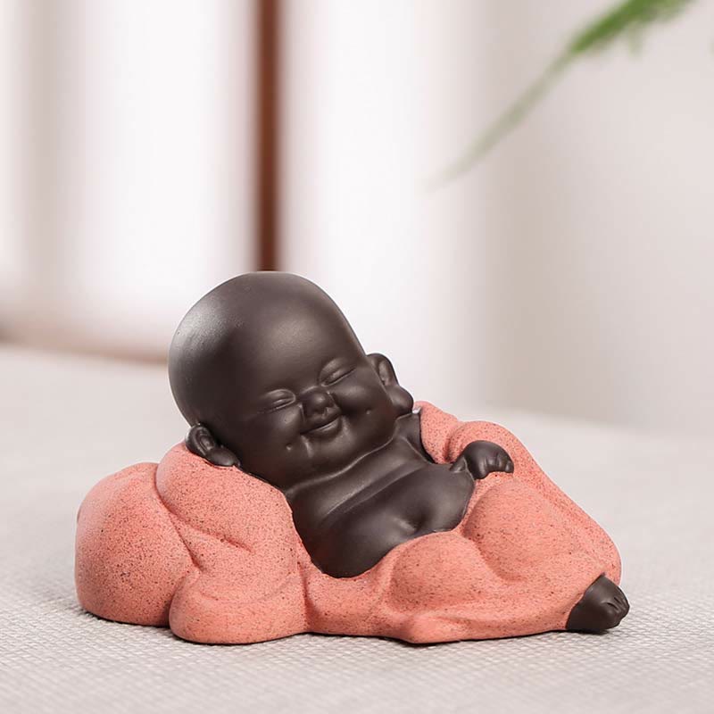 Buddha Stones siempre sonriendo, Buda riéndose, riqueza, suerte, arcilla púrpura, estatua de Maitreya, decoración - Pequeño Buda sonriente y tranquilo - image 10