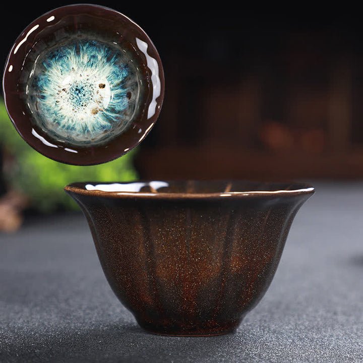 Tazas de té de cerámica coloridas con Buddha Stones para el hogar y la oficina - Siena y azul - image 88
