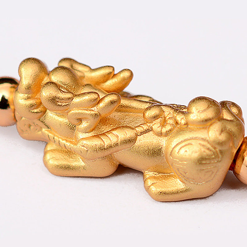Pulsera de hilo rojo de la suerte PiXiu chapada en oro de 24 quilates con Buddha Stones