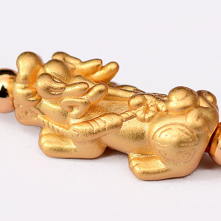 Pulsera de hilo rojo de la suerte PiXiu chapada en oro de 24 quilates con Buddha Stones