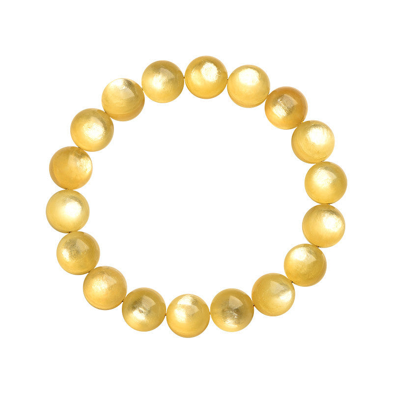 Pulsera de prosperidad de protección de lepidolita dorada natural con Buddha Stones