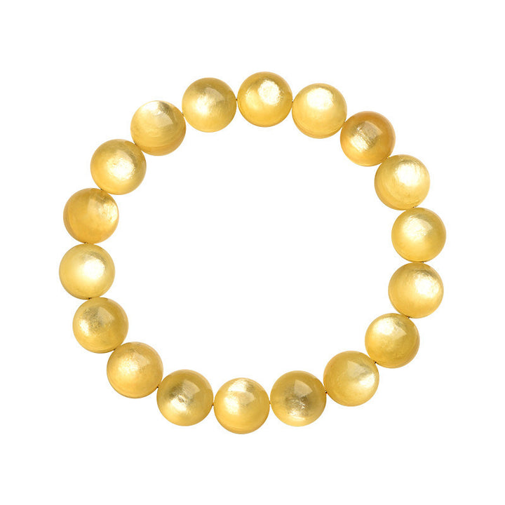 Pulsera de prosperidad de protección de lepidolita dorada natural con Buddha Stones