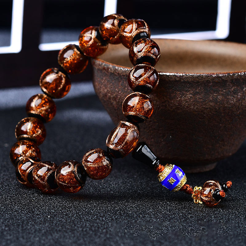 Pulsera curativa de ágata de vena de dragón tibetano