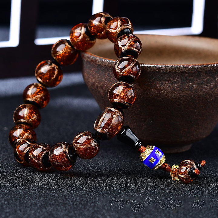 Pulsera curativa de ágata de vena de dragón tibetano