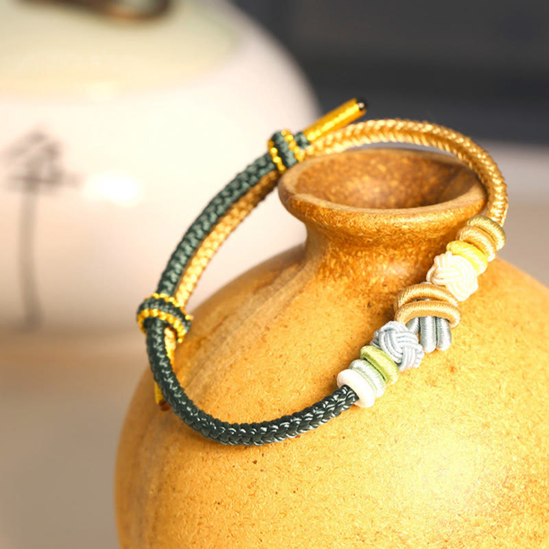 Pulsera de conexión de suerte con nudo de paz de ocho hilos hecha a mano con cuerda de dos colores con Buddha Stones