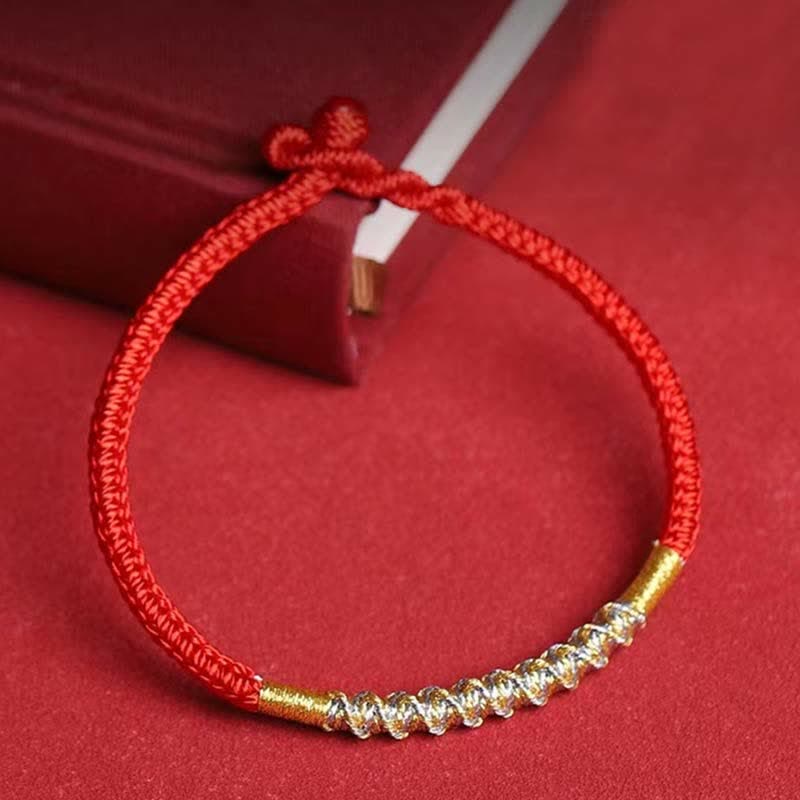 Pulsera trenzada de protección con hilo rojo de la fuerza de la suerte de plata de ley 925 con Buddha Stones - Hebilla común - 20 cm - image 1