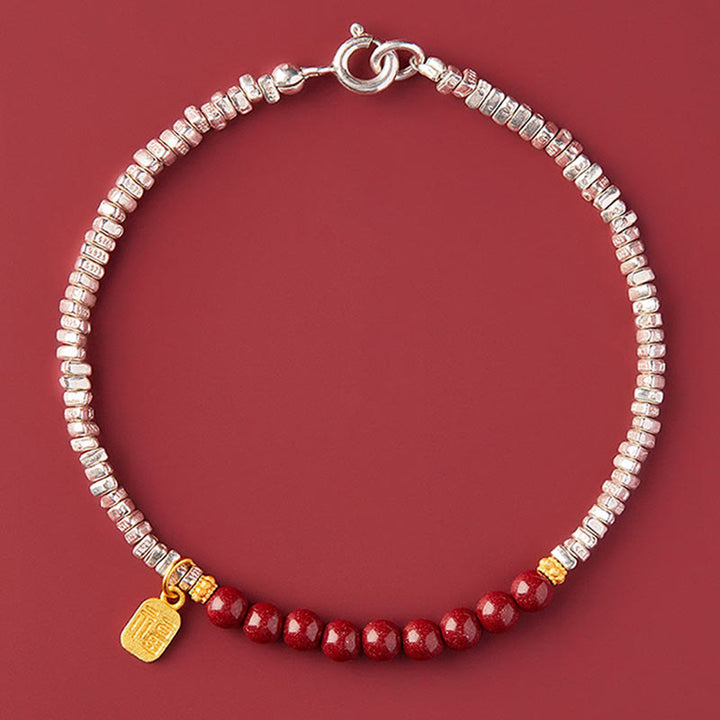 Pulsera de bendición con carácter de cinabrio Fu de plata de ley 925 con Buddha Stones - Personaje Cinnabar&Fu (Circunferencia de la muñeca: 15-18 cm) - image 4