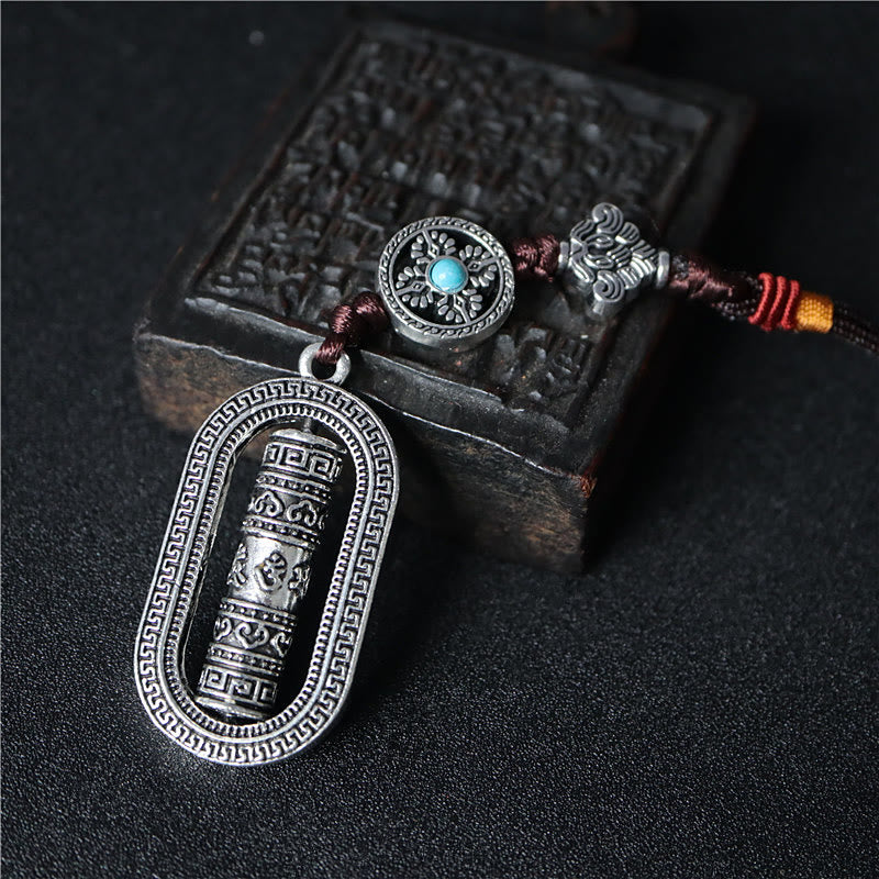 Rueda de oración Tíbet Om Mani Padme Hum, decoración colgante giratoria para coche, paz