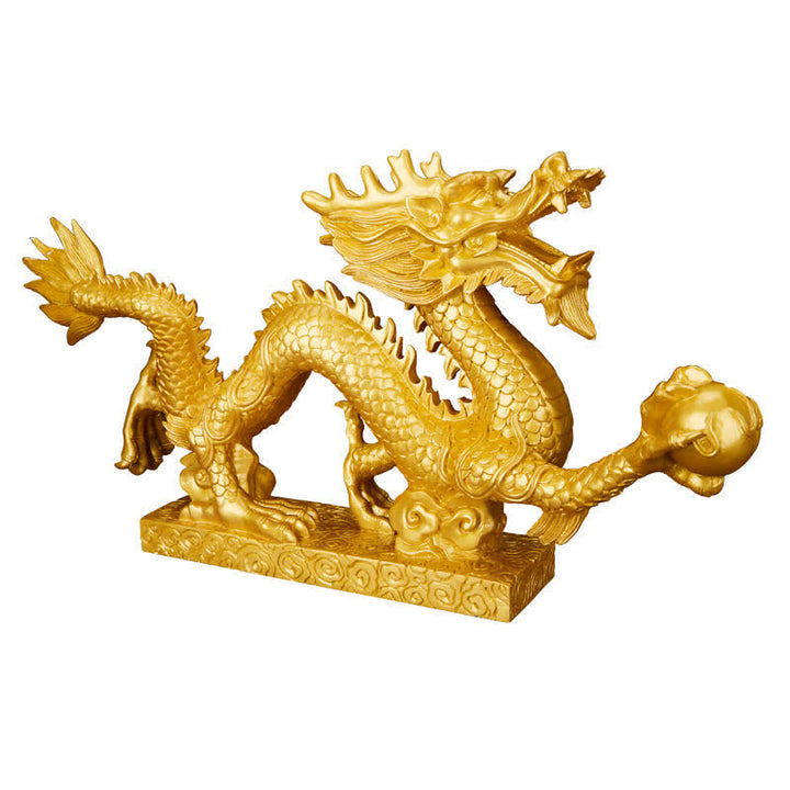 Buddha Stones Feng Shui Dragón Auspicioso Nube Riqueza Suerte Decoración - Oro - 50 cm x 7,5 cm x 25 cm - image 0