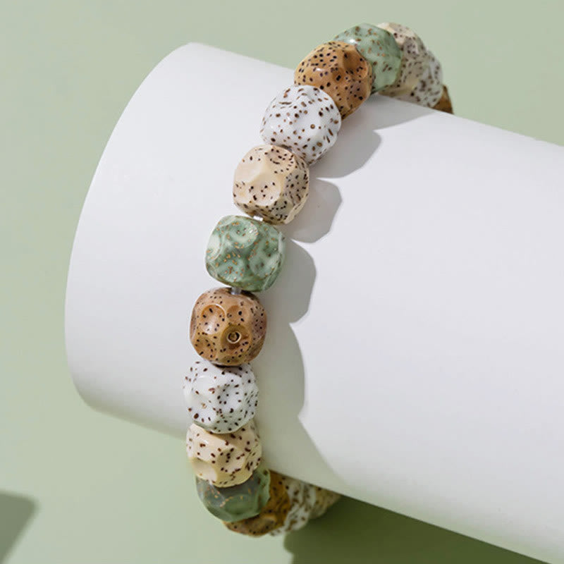 Pulsera de riqueza auspiciosa de semillas Bodhi coloridas naturales de Buddha Stones