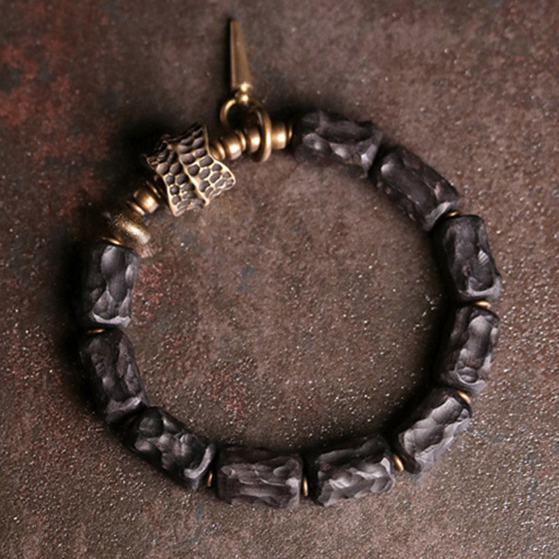 Pulsera de pareja con protección de equilibrio de cobre y madera de ébano con Buddha Stones
