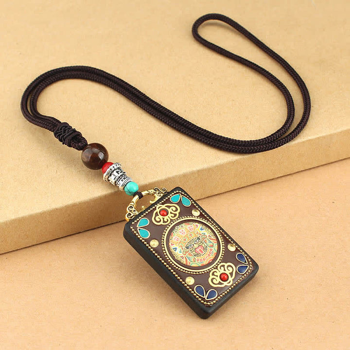 Colgante de collar de paz de ébano Thangka, dios de la riqueza del Tíbet, Buddha Stones - Zakiram dios de la riqueza Thangka - image 14