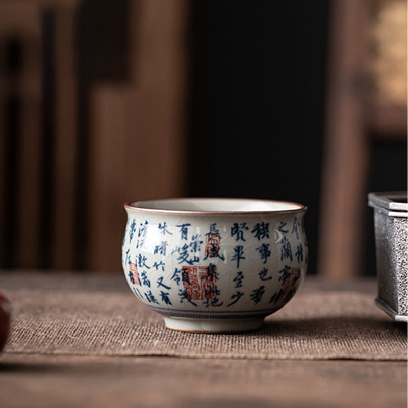 Taza de té de cerámica con Buddha Stones, paisaje de montaña, pabellón de orquídeas de loto, taza de té de Kung Fu