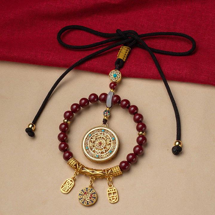Buddha Stones cinabrio Natural deseo Ruyi paz bendición coche colgante decoración