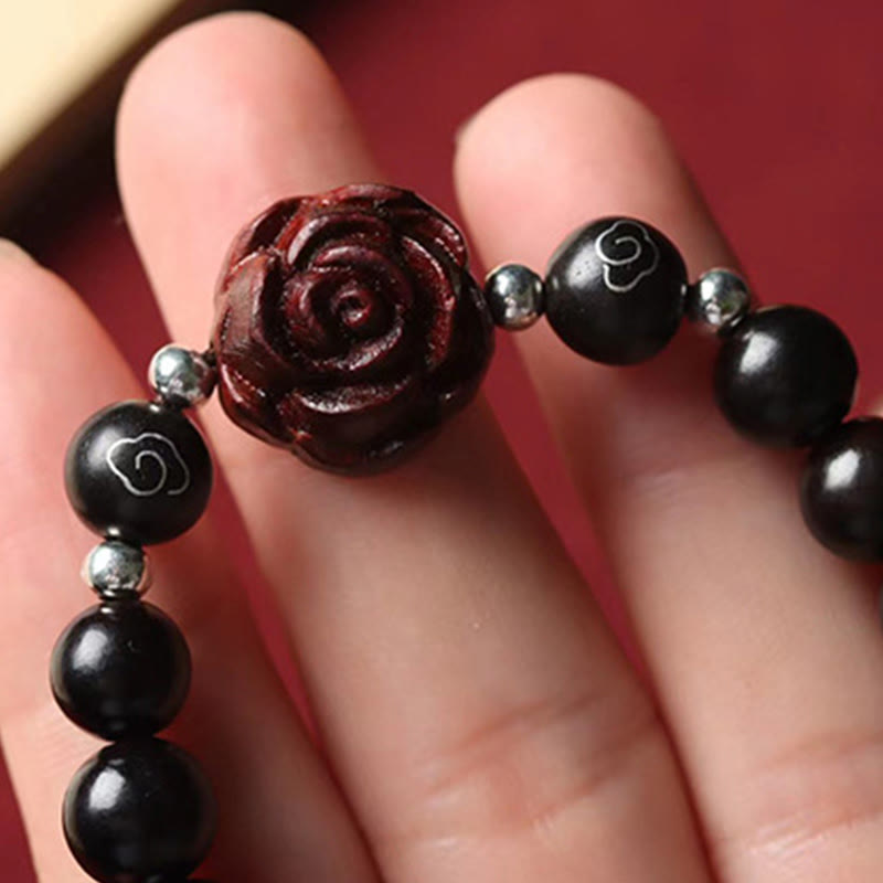 Pulsera De Calmante De Sándalo Rojo Hoja Pequeña De Buddha Stones