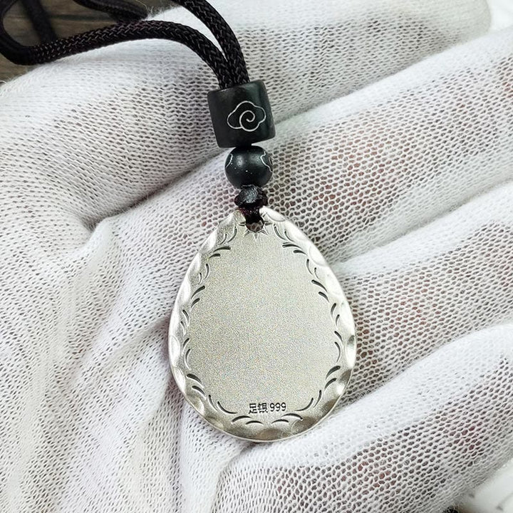 Buddha Stones Vintage Plata de Ley 999 Yin Yang Bagua diseño de gota de agua equilibrio armonía collar colgante - image 12