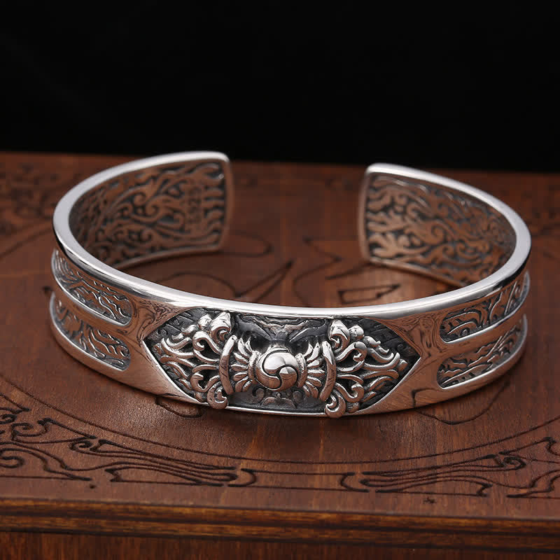 Brazalete de plata de ley 925 con grabado de poder espiritual Vajra Dorje - image 3