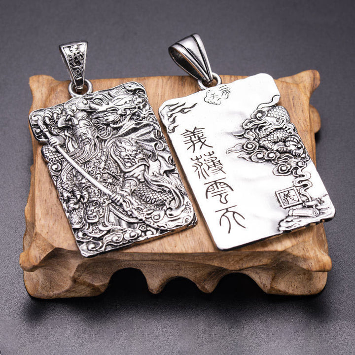 Colgante de collar de riqueza con Buddha Stones, dragón Guan Gong, nubes propicias
